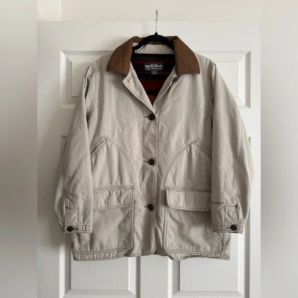 Woolrich Canvas Field Jacket | Fleece Lined | Leather Collar | Women’s M - Picture 1 of 10
